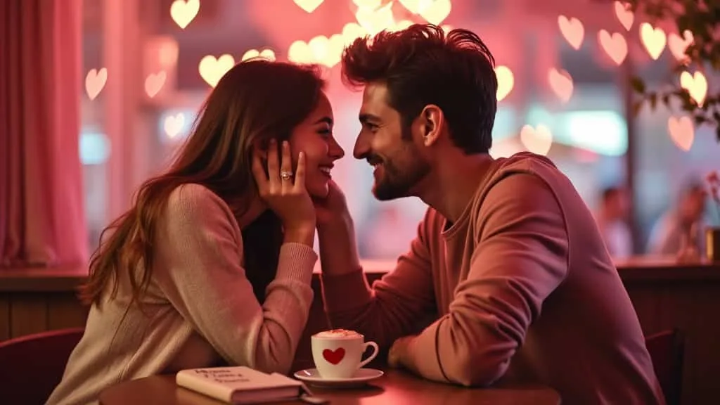 Smiling girl responding to flirty questions in a playful conversation