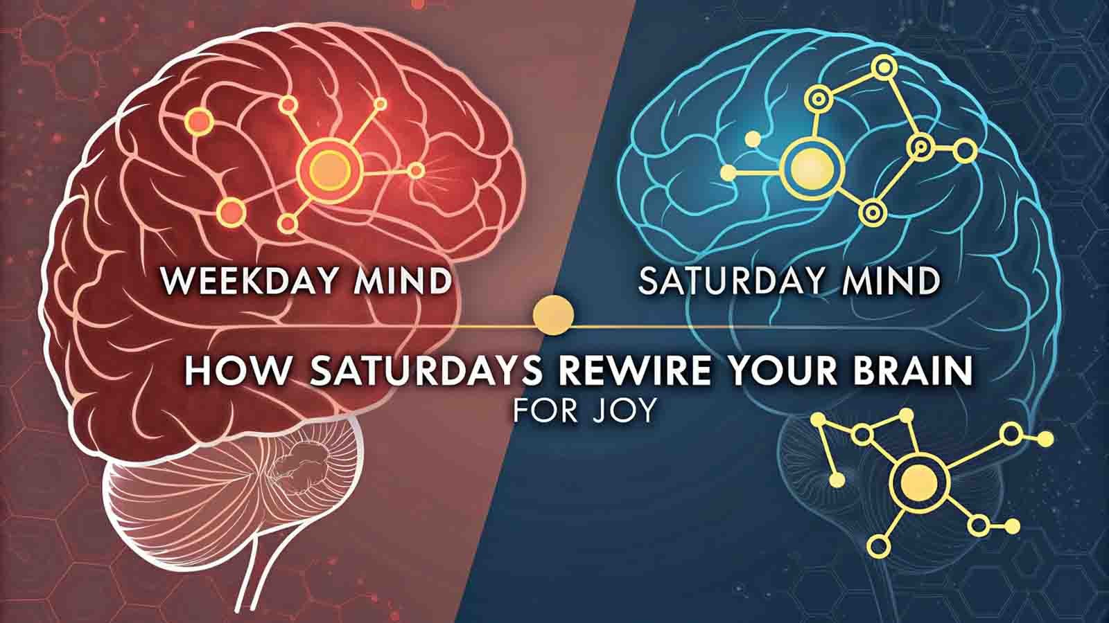 Infographic showing how Saturday mornings reduce stress hormones and boost happiness chemicals in the brain