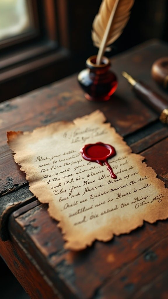vintage love letter sealed with red wax