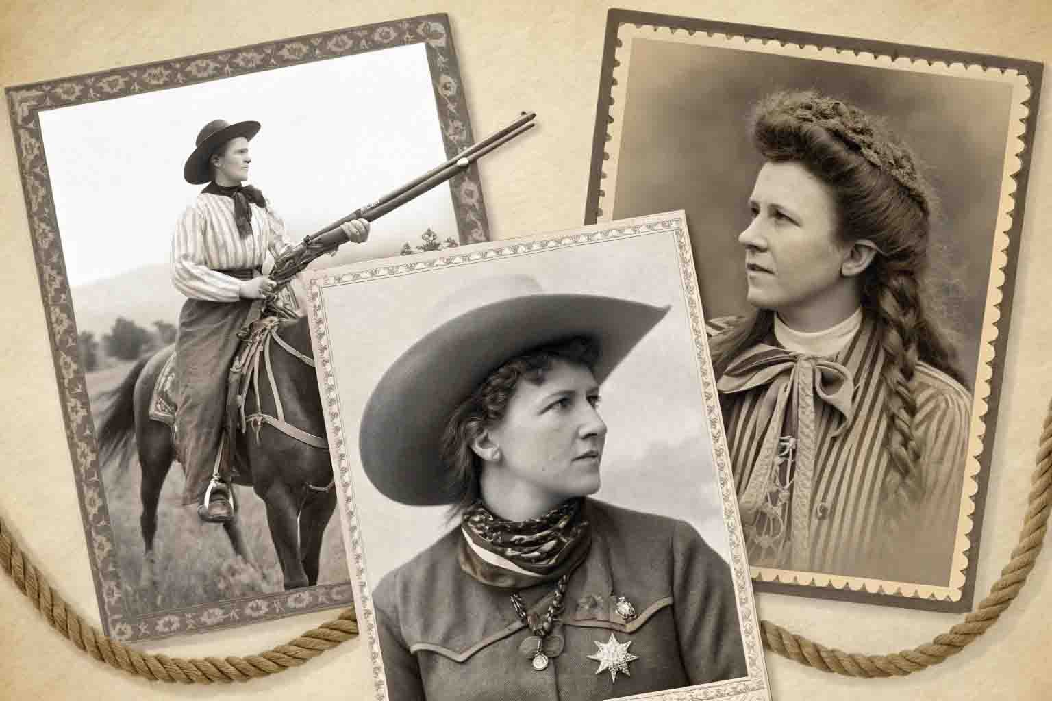 Historical cowgirls Annie Oakley Calamity Jane and early rodeo cowgirls from 1890s American West