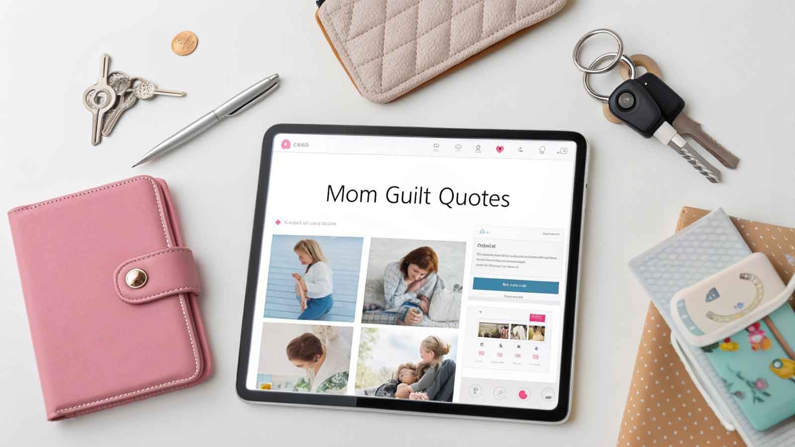 Digital display of mom guilt quotes for working mothers and those seeking balance