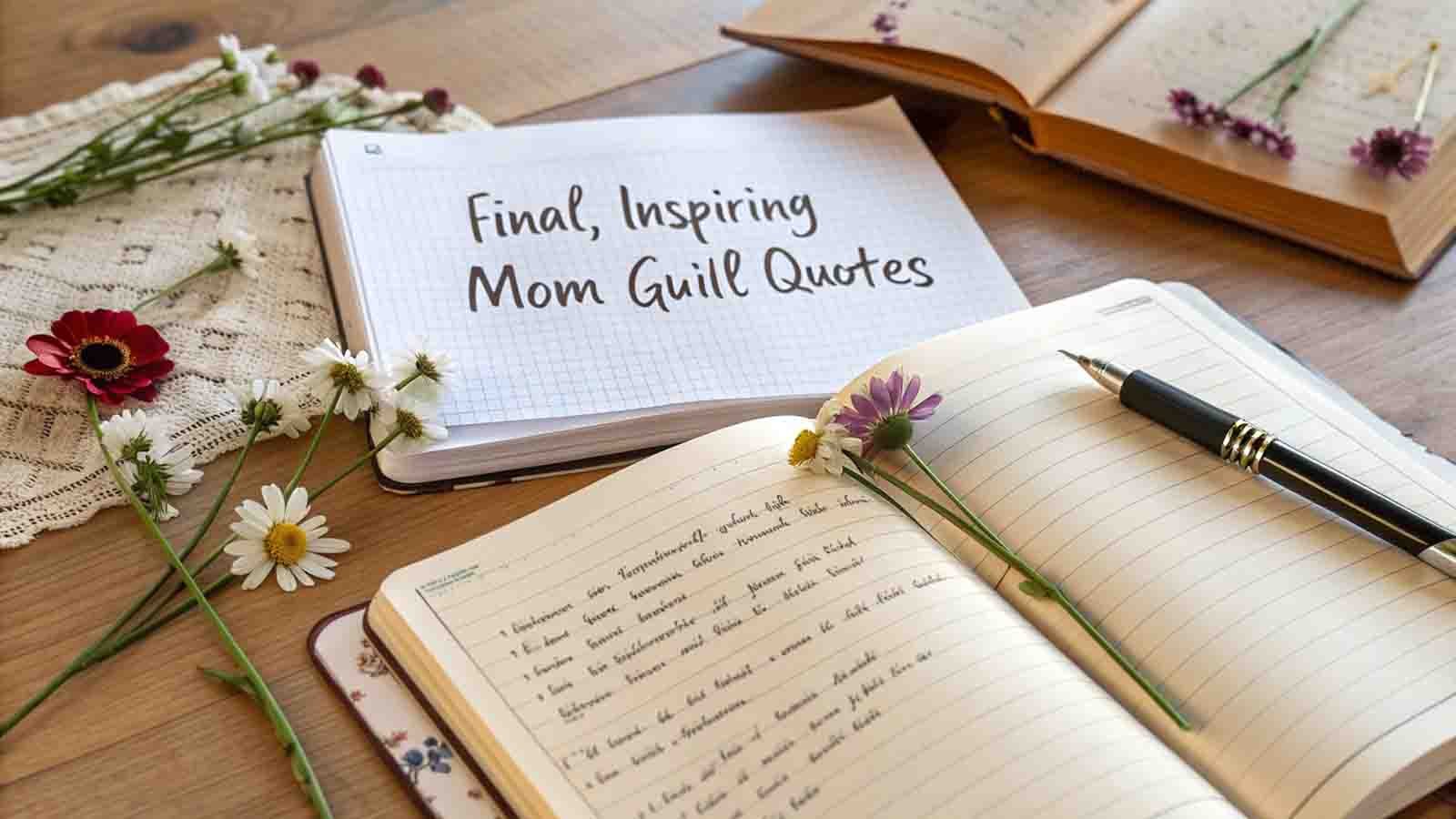 Journal featuring final mom guilt quotes about working mothers and self-acceptance