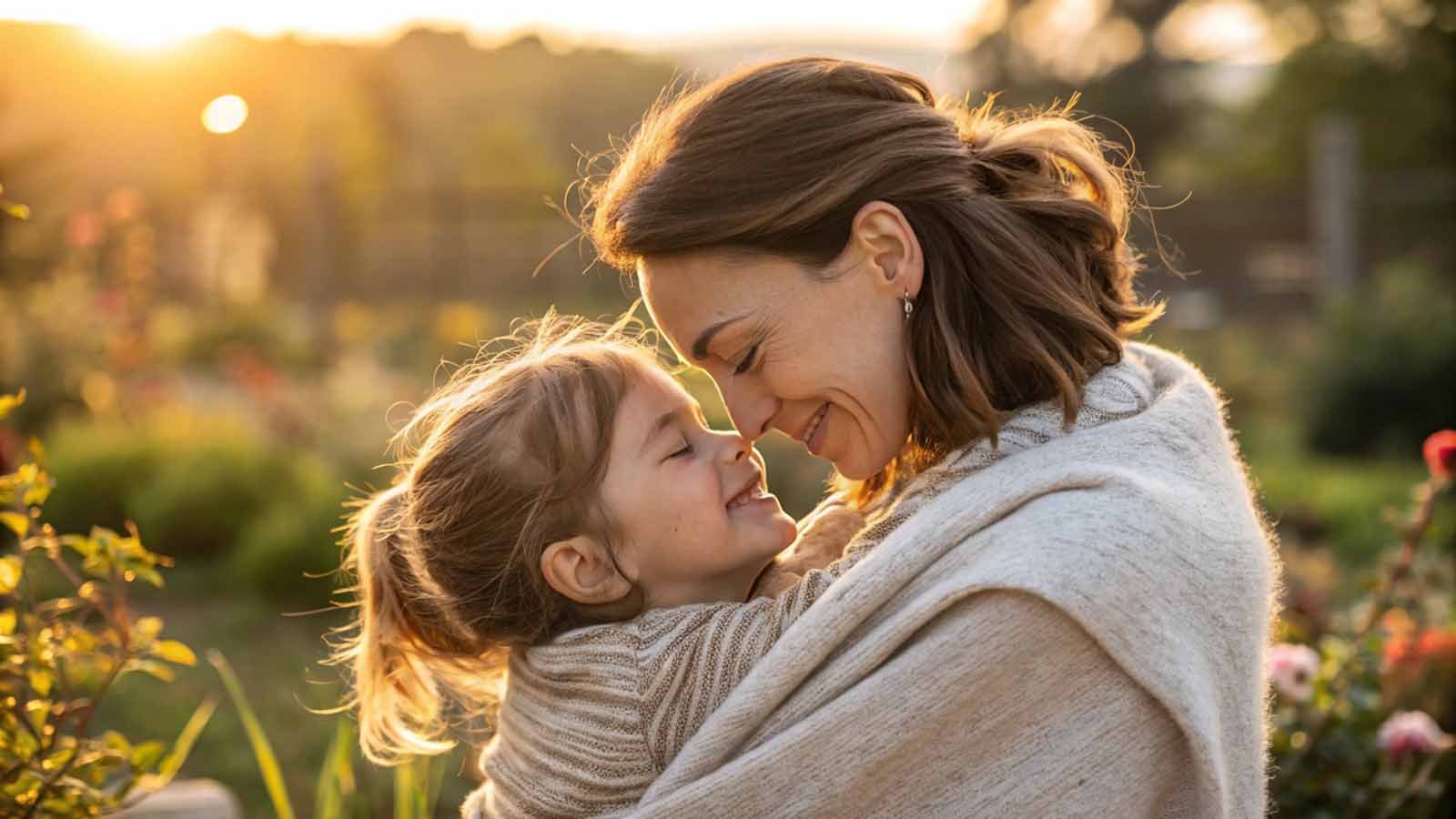 Emotional mother-child embrace showing the power of connection in overcoming mom guilt