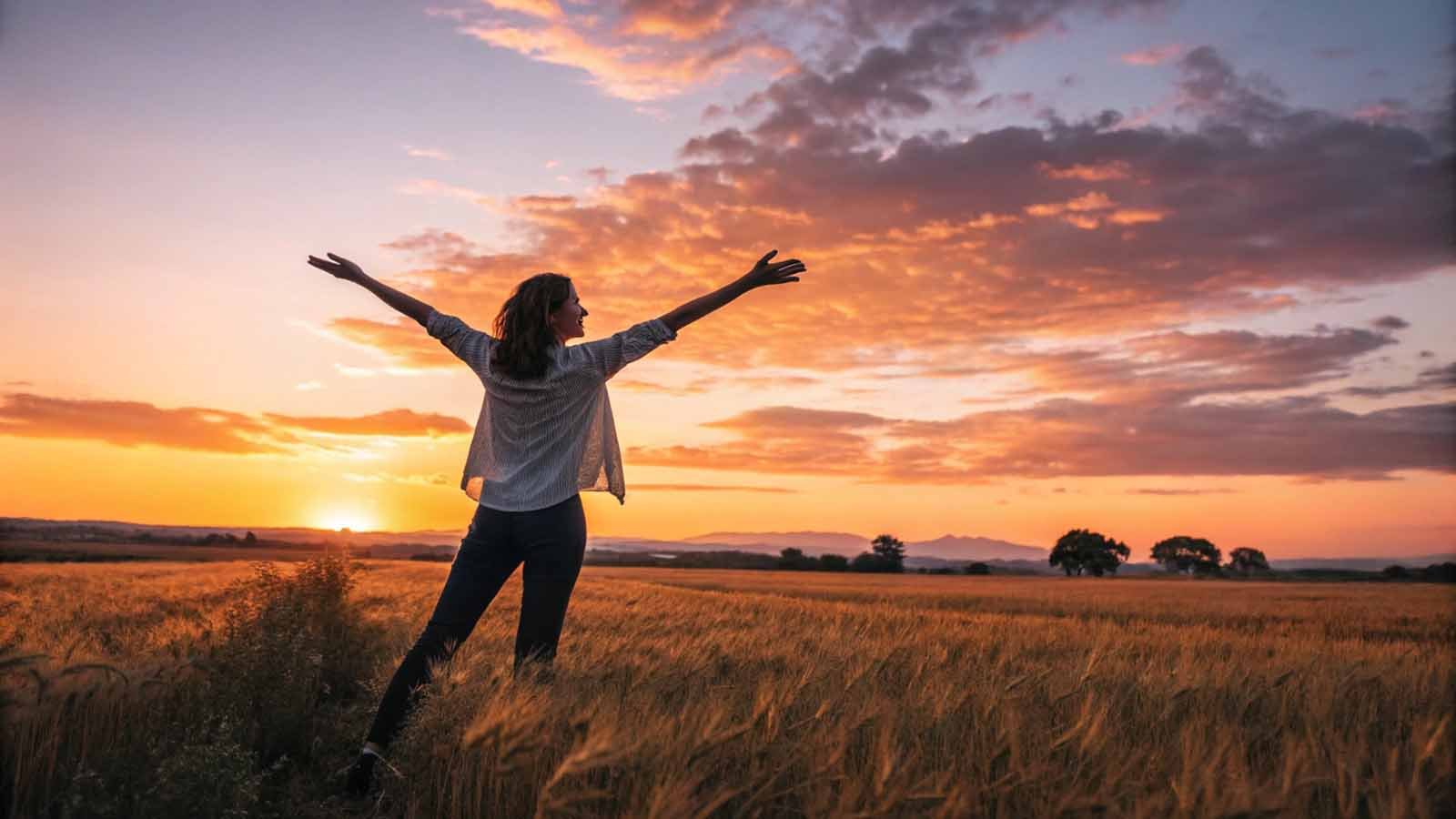 Empowered mother embracing her enoughness and overcoming mom guilt at golden hour
